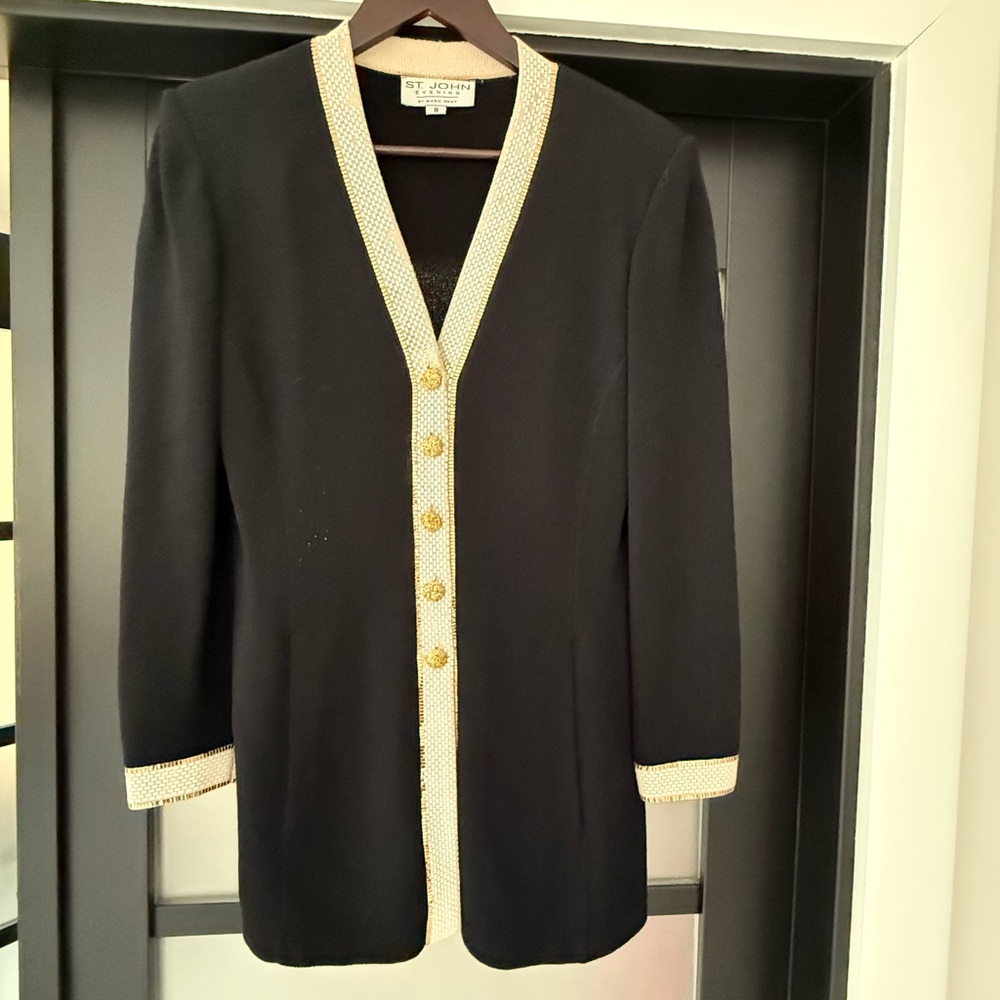 St. John Black Knit Jacket and PANTS.